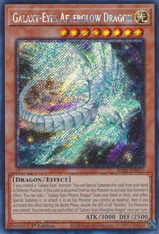 1st Edition, Dragon, Effect Monster, Light, Platinum Secret Rare, Rarity Collection (25th Anniversary Edition) Galaxy-Eyes Afterglow Dragon [RA01-EN017] Platinum Secret Rare - Trading Card World