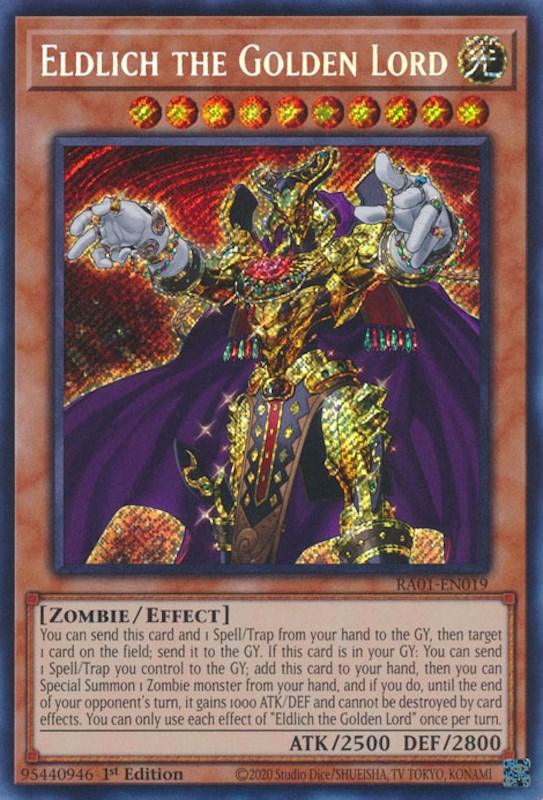 1st Edition, Effect Monster, Light, Rarity Collection (25th Anniversary Edition), Secret Rare, Zombie Eldlich the Golden Lord [RA01-EN019] Secret Rare - Trading Card World