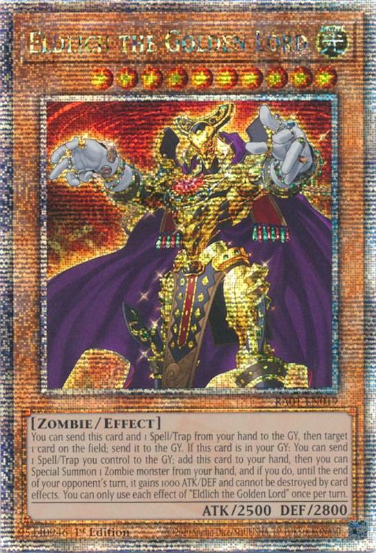 1st Edition, Effect Monster, Light, Quarter Century Secret Rare, Rarity Collection (25th Anniversary Edition), Zombie Eldlich the Golden Lord [RA01-EN019] Quarter Century Secret Rare - Trading Card World