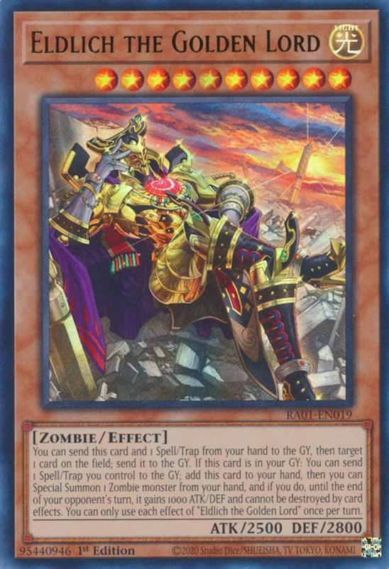 1st Edition, Effect Monster, Light, Rarity Collection (25th Anniversary Edition), Ultra Rare, Zombie Eldlich the Golden Lord (Alternate Art) [RA01-EN019] Ultra Rare - Trading Card World