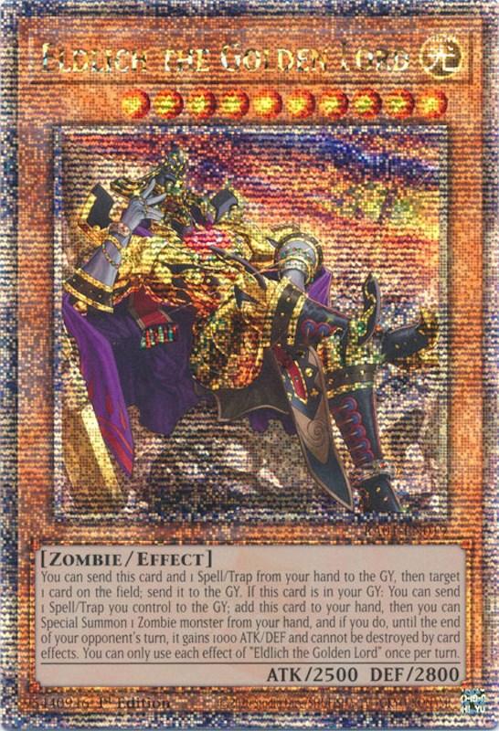 1st Edition, Effect Monster, Light, Quarter Century Secret Rare, Rarity Collection (25th Anniversary Edition), Zombie Eldlich the Golden Lord (Alternate Art) [RA01-EN019] Quarter Century Secret Rare - Trading Card World