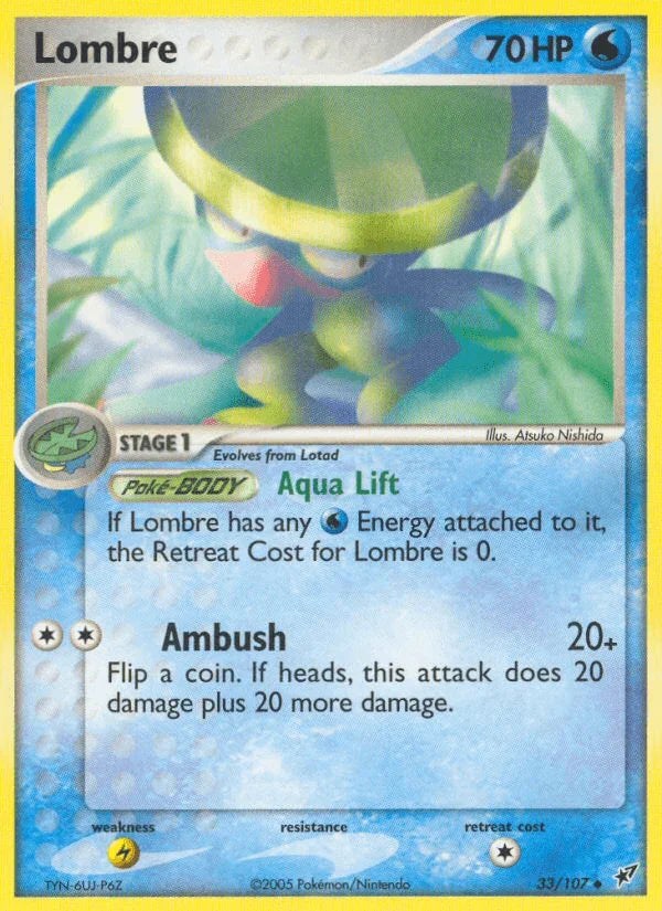 33, EX: Deoxys, Lightning[×2], Normal, Uncommon, Water Lombre (33/107) [EX: Deoxys] - Trading Card World