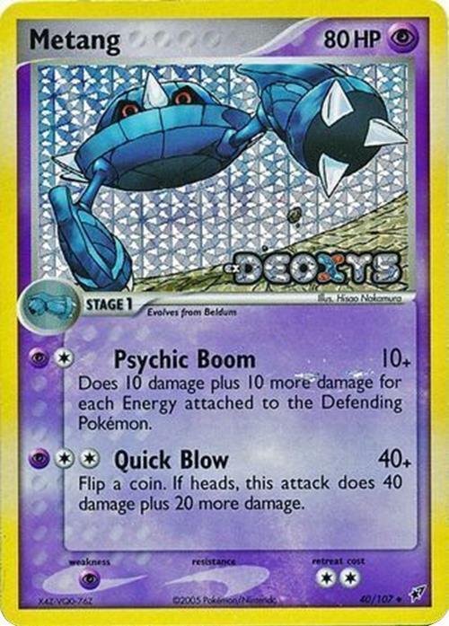 40, EX: Deoxys, Psychic, Psychic[×2], Reverse Holofoil, Uncommon Metang (40/107) (Stamped) [EX: Deoxys] - Trading Card World