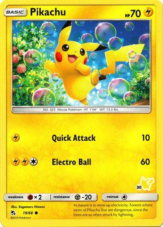 19, Battle Academy 2020, Fighting[×2], Lightning, Metal[-20], Normal, Promo Pikachu (19/68) (Pikachu Stamp #30) [Battle Academy 2020] - Trading Card World