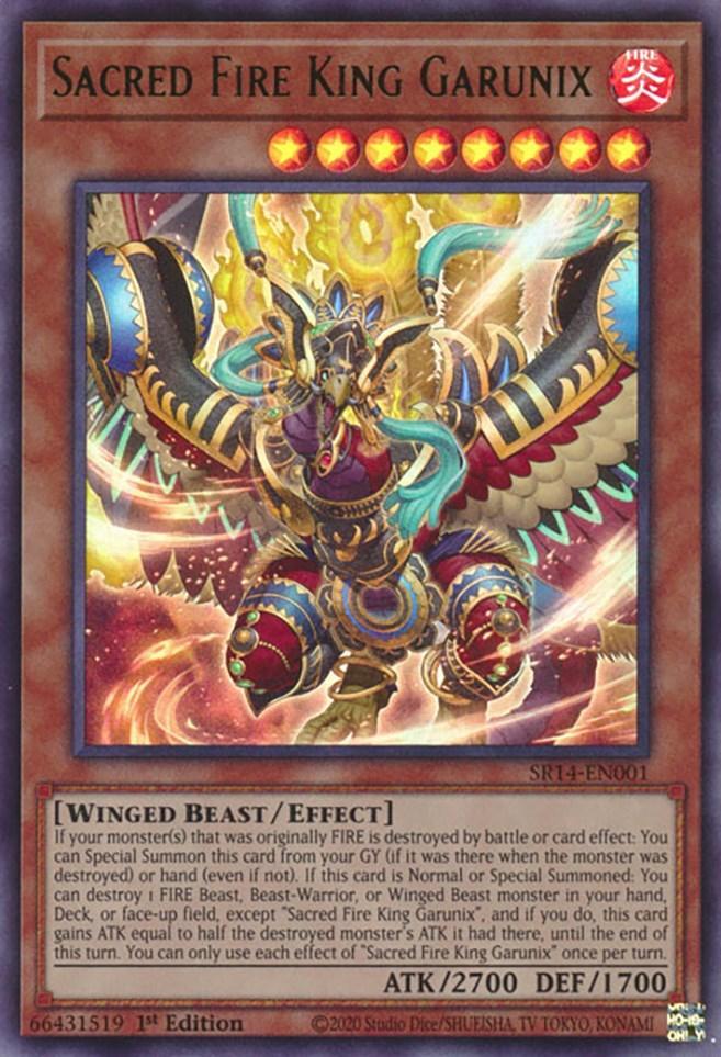 1st Edition, Effect Monster, Fire, Structure Deck: Fire Kings, Ultra Rare, Winged Beast Sacred Fire King Garunix [SR14-EN001] Ultra Rare - Trading Card World