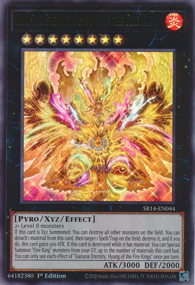 1st Edition, Effect Xyz Monster, Fire, Pyro, Structure Deck: Fire Kings, Ultra Rare Garunix Eternity, Hyang of the Fire Kings [SR14-EN044] Ultra Rare - Trading Card World