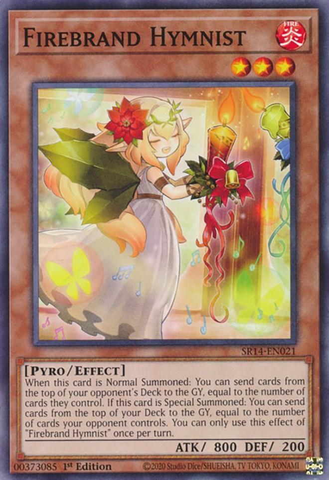 1st Edition, Common, Effect Monster, Fire, Pyro, Structure Deck: Fire Kings Firebrand Hymnist [SR14-EN021] Common - Trading Card World
