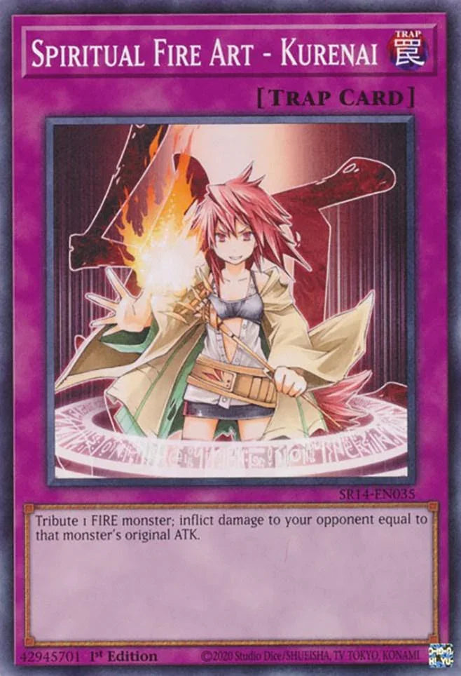 1st Edition, Common, Normal Trap, Structure Deck: Fire Kings, Trap Spiritual Fire Art - Kurenai [SR14-EN035] Common - Trading Card World