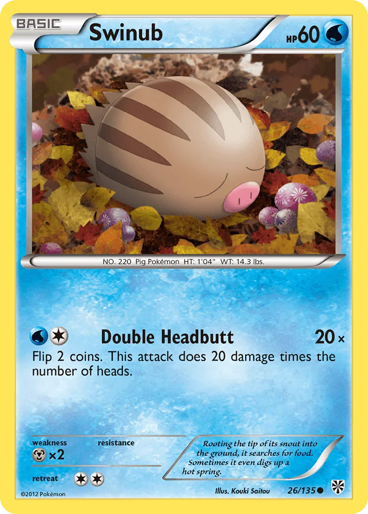 26, Black & White: Plasma Storm, Common, Metal[×2], Normal, Reverse Holofoil, Water Swinub (26/135) [Black & White: Plasma Storm] - Trading Card World