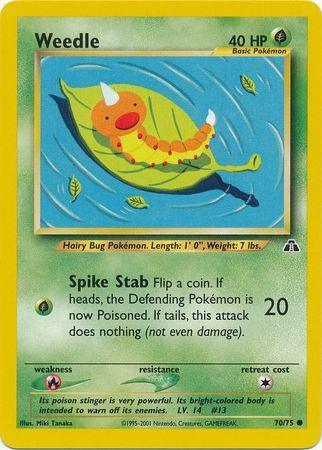 70, Common, Fire[×2], Grass, Neo Discovery Unlimited, Normal Weedle (70/75) [Neo Discovery Unlimited] - Trading Card World