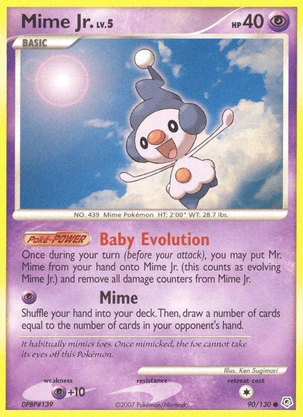 90, Common, Diamond & Pearl: Base Set, Normal, Psychic, Psychic[+10], Reverse Holofoil Mime Jr. (90/130) [Diamond & Pearl: Base Set] - Trading Card World