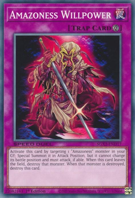 1st Edition, Common, Continuous Trap, Speed Duel GX: Duelists of Shadows, Trap Amazoness Willpower [SGX3-END17] Common - Trading Card World