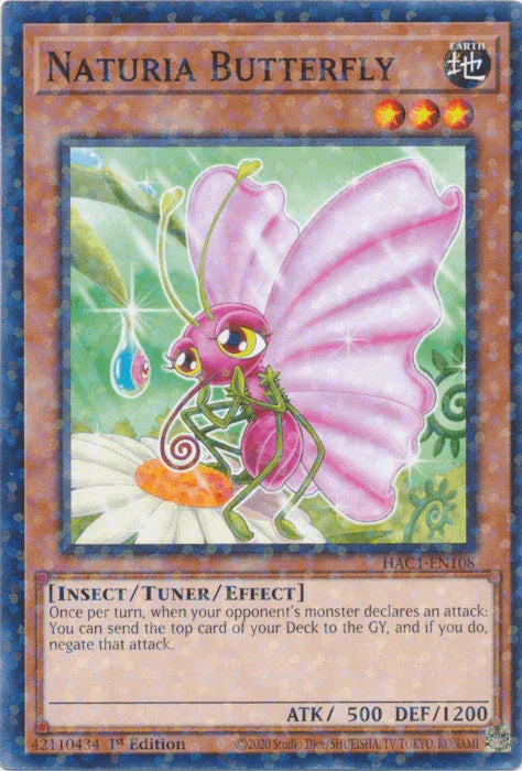 1st Edition, Common, Earth, Hidden Arsenal: Chapter 1, Insect, Tuner/Effect Monster Naturia Butterfly (Duel Terminal) [HAC1-EN108] Common - Trading Card World