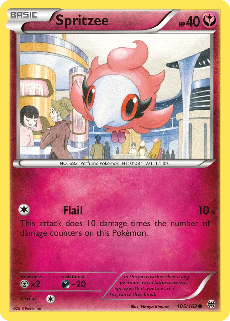 105, Common, Darkness[-20], Fairy, Metal[×2], Normal, Reverse Holofoil, XY: BREAKthrough Spritzee (105/162) [XY: BREAKthrough] - Trading Card World