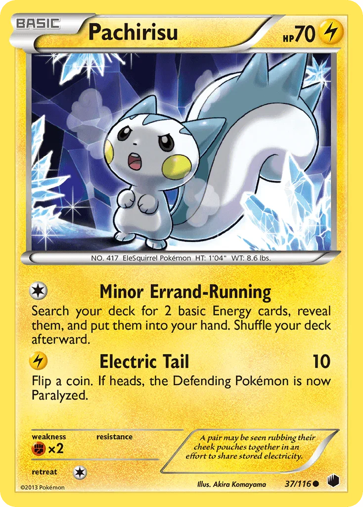 37, Black & White: Plasma Freeze, Common, Fighting[×2], Lightning, Normal, Reverse Holofoil Pachirisu (37/116) [Black & White: Plasma Freeze] - Trading Card World