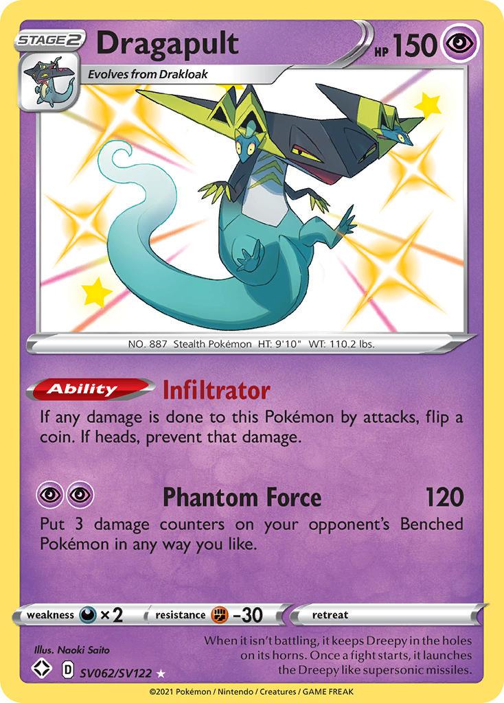 Darkness[×2], Fighting[-30], Holofoil, Psychic, SV062, Sword & Shield: Shining Fates, Ultra Rare Dragapult (SV062/SV122) [Sword & Shield: Shining Fates] - Trading Card World