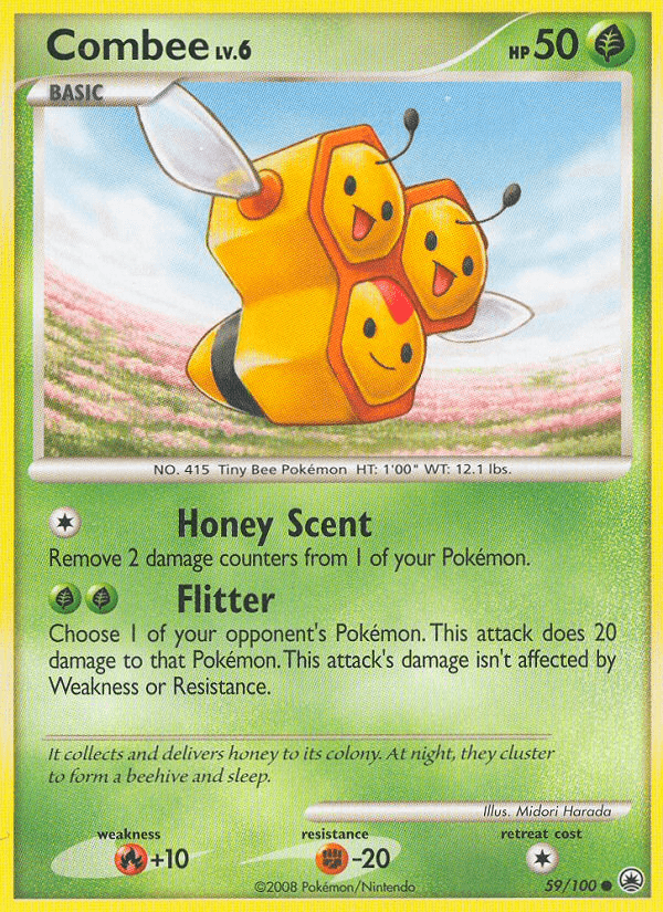 59, Common, Diamond & Pearl: Majestic Dawn, Fighting[-20], Fire[+10], Grass, Normal, Reverse Holofoil Combee (59/100) [Diamond & Pearl: Majestic Dawn] - Trading Card World
