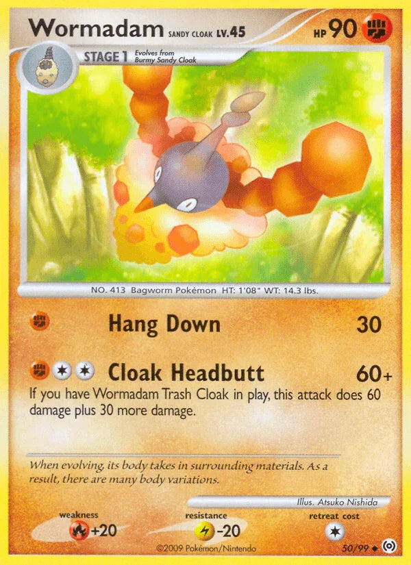 50, Fighting, Fire[+20], Lightning[-20], Normal, Platinum: Arceus, Reverse Holofoil, Uncommon Wormadam Sandy Cloak (50/99) [Platinum: Arceus] - Trading Card World