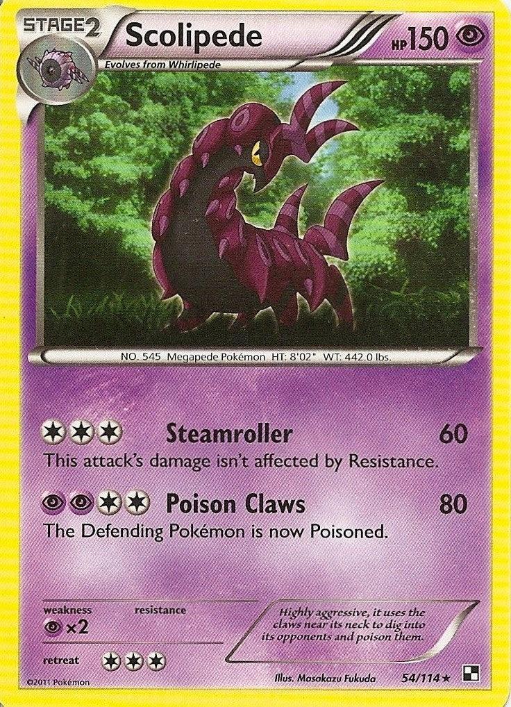 54, Black & White: Dragons Exalted, Holofoil, Promo, Psychic, Psychic[x2] Scolipede (54/114) (Cracked Ice Holo) [Black & White: Dragons Exalted] - Trading Card World