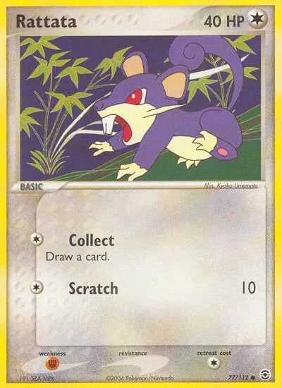 77, Colorless, Common, EX: FireRed & LeafGreen, Fighting[×2], Normal, Reverse Holofoil Rattata (77/112) [EX: FireRed & LeafGreen] - Trading Card World