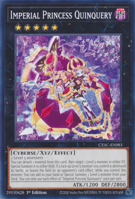 1st Edition, Common, Cyberse, Cyberstorm Access, Dark, Xyz/Effect Monster Imperial Princess Quinquery [CYAC-EN083] Common - Trading Card World