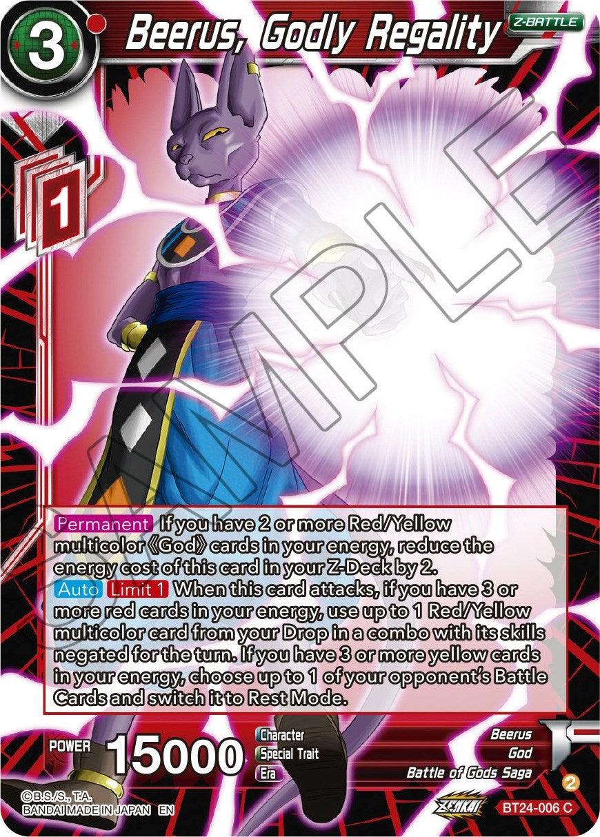Battle of Gods Saga, Beerus, Beyond Generations, BT24-006, Common, God, Normal, Parallel Foil, Red, Z-Battle Beerus, Godly Regality (BT24-006) [Beyond Generations] - Trading Card World