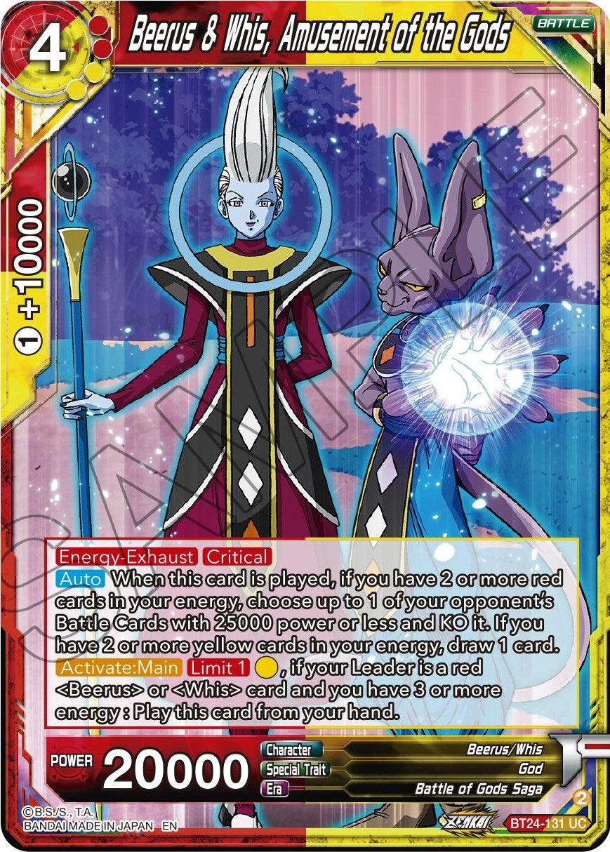Battle, Battle of Gods Saga, Beerus/Whis, Beyond Generations, BT24-131, God, Normal, Parallel Foil, Red;Yellow, Uncommon Beerus & Whis, Amusement of the Gods (BT24-131) [Beyond Generations] - Trading Card World