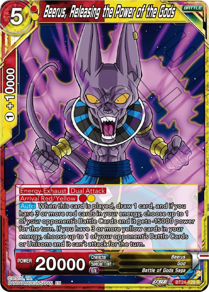 Battle, Battle of Gods Saga, Beerus, Beyond Generations, BT24-129, God, Normal, Parallel Foil, Rare, Red;Yellow Beerus, Releasing the Power of the Gods (BT24-129) [Beyond Generations] - Trading Card World