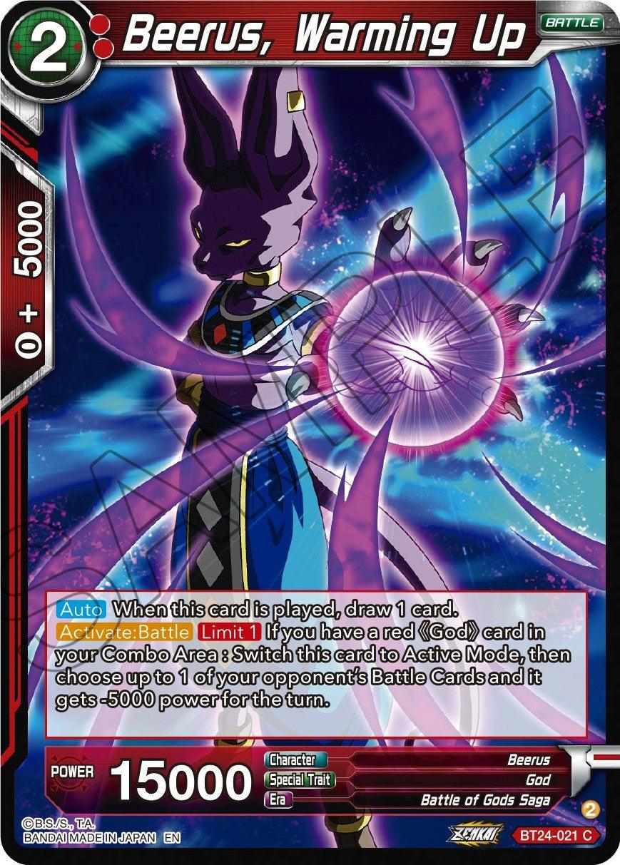 Battle, Battle of Gods Saga, Beerus, Beyond Generations, BT24-021, Common, God, Normal, Parallel Foil, Red Beerus, Warming Up (BT24-021) [Beyond Generations] - Trading Card World