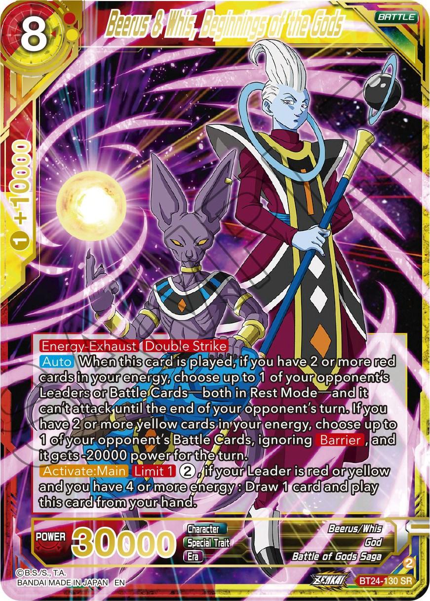 Battle, Battle of Gods Saga, Beerus/Whis, Beyond Generations, BT24-130, God, Parallel Foil, Red;Yellow, Super Rare Beerus & Whis, Beginnings of Gods (BT24-130) [Beyond Generations] - Trading Card World