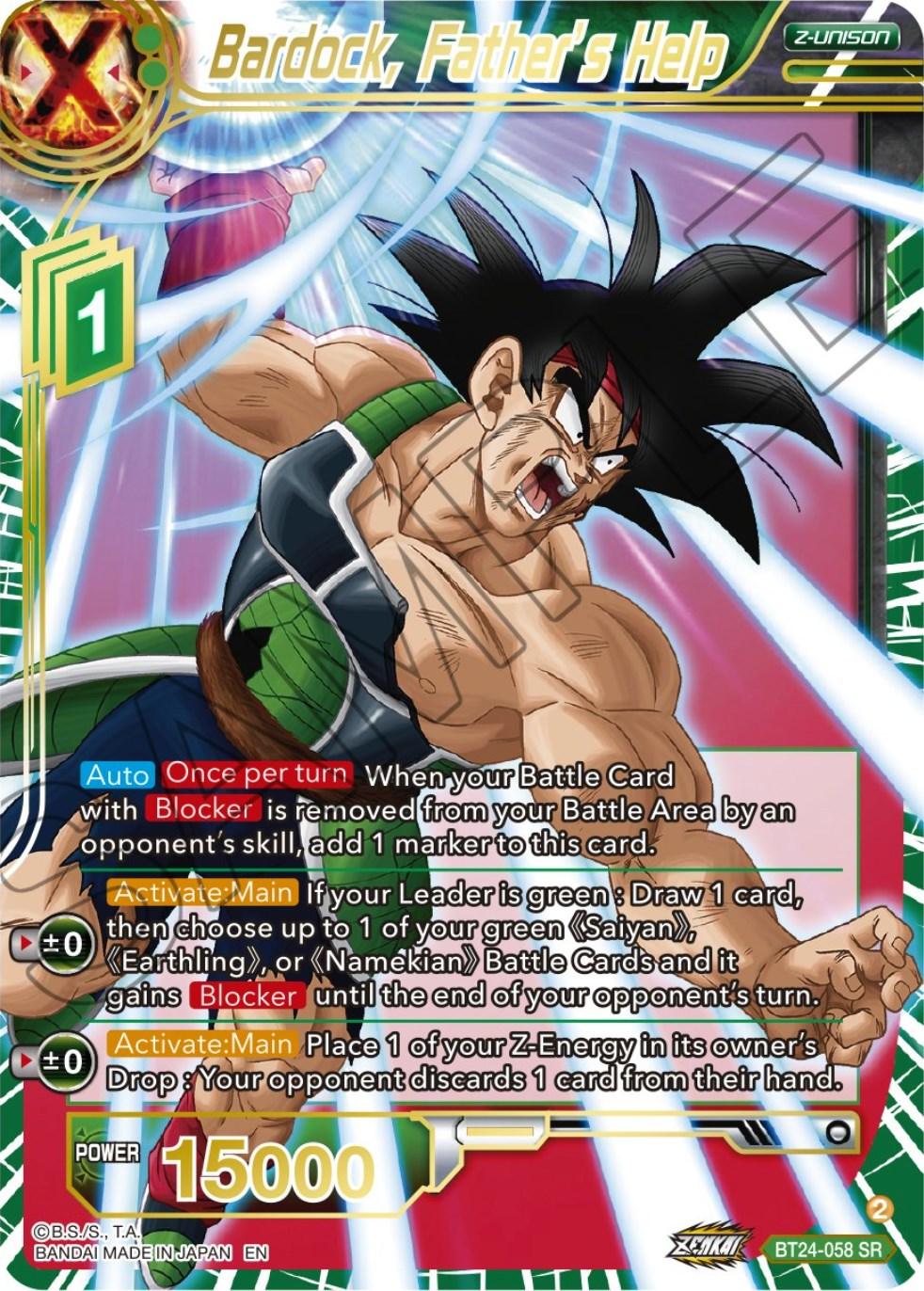 Beyond Generations, BT24-058, Green, Parallel Foil, Super Rare, Z-Unison Bardock, Father's Help (BT24-058) [Beyond Generations] - Trading Card World