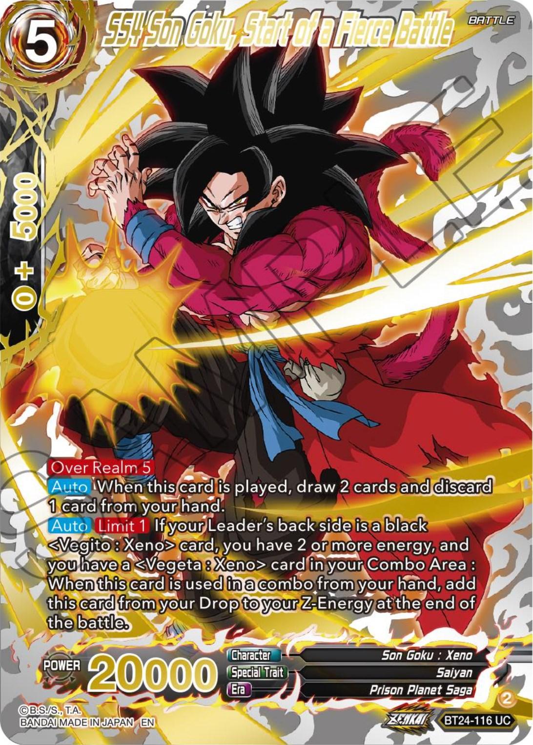 Battle, Beyond Generations, Black, BT24-116, Parallel Foil, Prison Planet Saga, Saiyan, Son Goku: Xeno, Uncommon SS4 Son Goku, Start of a Fierce Battle (Collector Booster) (BT24-116) [Beyond Generations] - Trading Card World