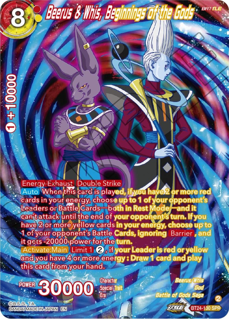 Battle, Battle of Gods Saga, Beerus/Whis, Beyond Generations, BT24-130, God, Parallel Foil, Red;Yellow, Special Rare Beerus & Whis, Beginnings of the Gods (SPR) (BT24-130) [Beyond Generations] - Trading Card World