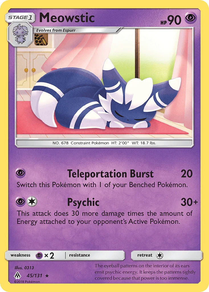 45, Normal, Psychic, Psychic[×2], Rare, Reverse Holofoil, Sun & Moon: Forbidden Light Meowstic (45/131) [Sun & Moon: Forbidden Light] - Trading Card World