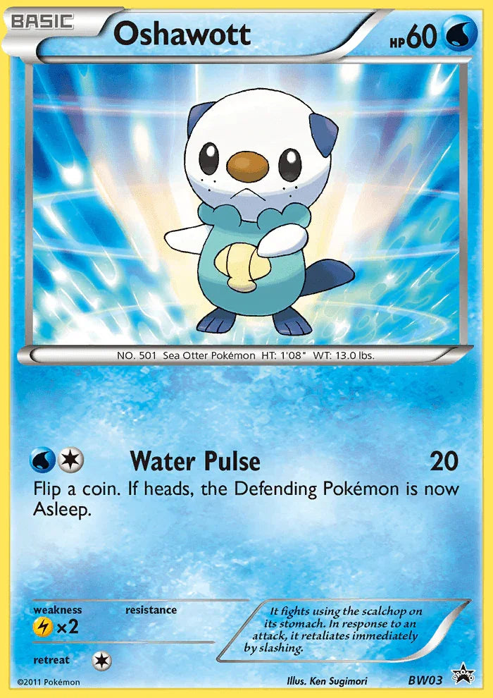 Black & White: Black Star Promos, BW03, Holofoil, Lightning [x2], Promo, Water Oshawott (BW03) [Black & White: Black Star Promos] - Trading Card World