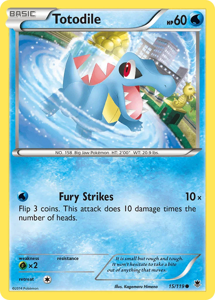 15, Common, Grass[×2], Normal, Reverse Holofoil, Water, XY: Phantom Forces Totodile (15/119) [XY: Phantom Forces] - Trading Card World
