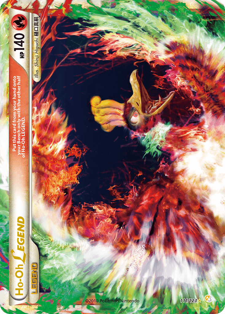 111, Fighting [-20], Fire, HeartGold & SoulSilver: Base Set, Holofoil, Ultra Rare, Water [x2] Ho-Oh LEGEND (111/123) [HeartGold & SoulSilver: Base Set] - Trading Card World