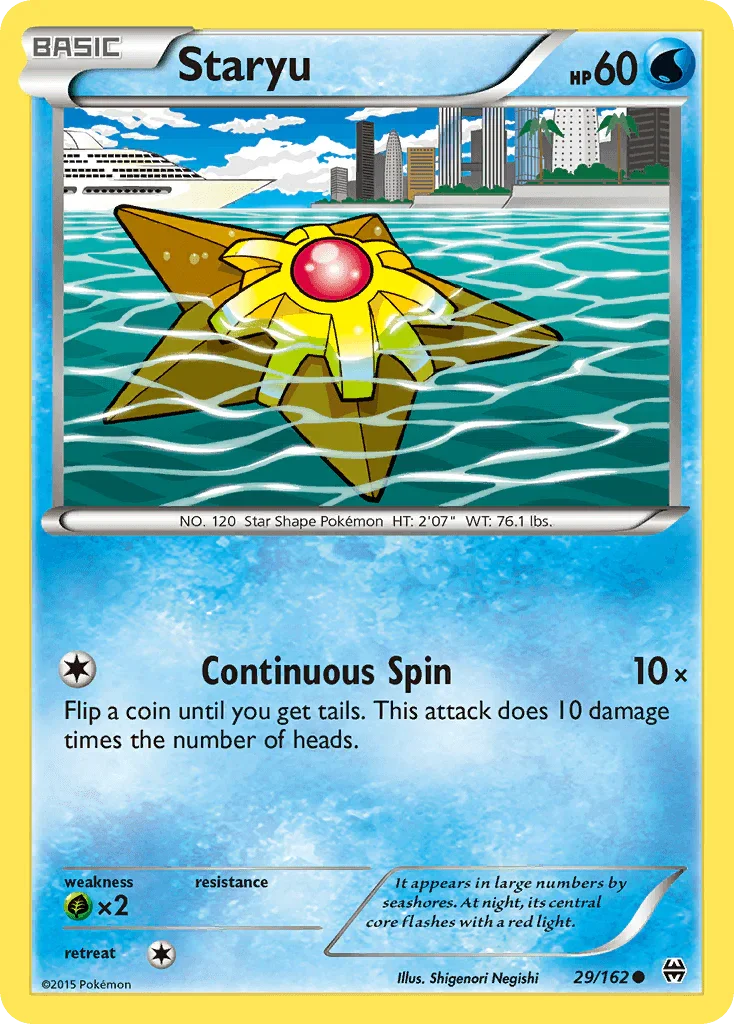 29, Common, Grass[×2], Normal, Reverse Holofoil, Water, XY: BREAKthrough Staryu (29/162) [XY: BREAKthrough] - Trading Card World