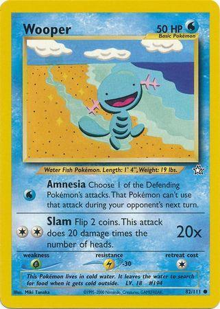 82, Common, Grass[×2], Lightning[-30], Neo Genesis Unlimited, Normal, Water Wooper (82/111) [Neo Genesis Unlimited] - Trading Card World