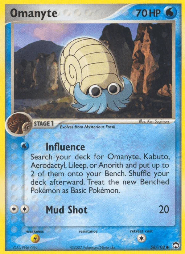 56, Common, EX: Power Keepers, Lightning[×2], Normal, Water Omanyte (56/108) [EX: Power Keepers] - Trading Card World