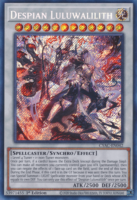 1st Edition, Cyberstorm Access, Light, Secret Rare, Spellcaster, Synchro/Effect Monster Despian Luluwalilith [CYAC-EN042] Secret Rare - Trading Card World