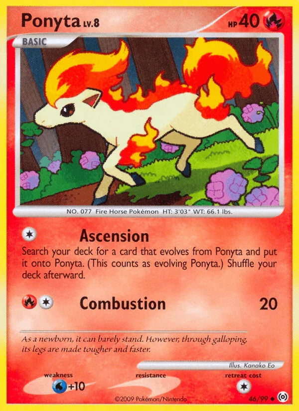 46, Fire, Normal, Platinum: Arceus, Reverse Holofoil, Uncommon, Water[+10] Ponyta (46/99) [Platinum: Arceus] - Trading Card World
