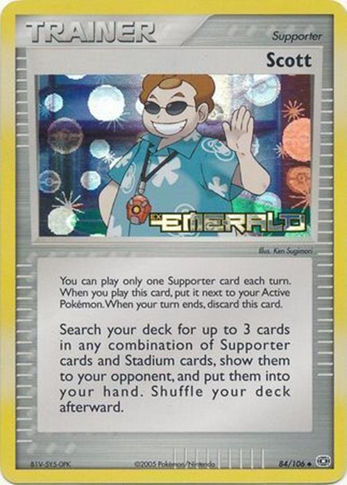 84, EX: Emerald, Reverse Holofoil, Supporter, Uncommon Scott (84/106) (Stamped) [EX: Emerald] - Trading Card World