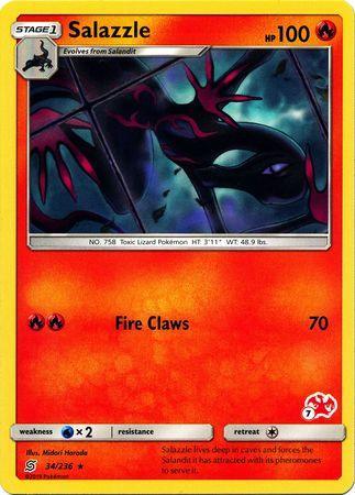 34, Battle Academy 2020, Fire, Normal, Promo, Water[×2] Salazzle (34/236) (Charizard Stamp #7) [Battle Academy 2020] - Trading Card World
