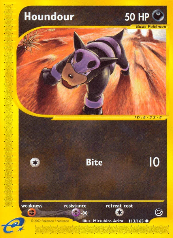 113, Common, Darkness, Expedition: Base Set, Fighting[×2], Normal, Psychic[-30], Reverse Holofoil Houndour (113/165) [Expedition: Base Set] - Trading Card World
