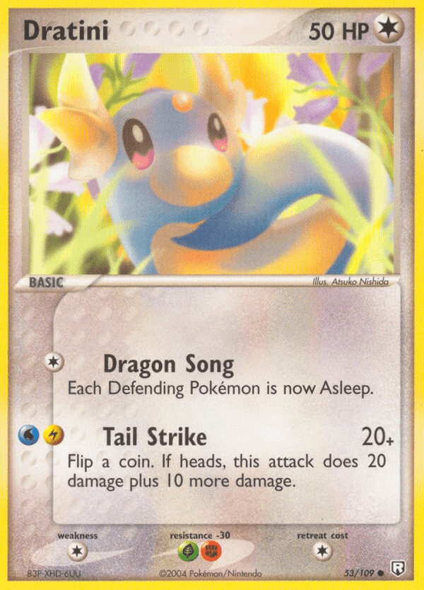 53, Colorless, Colorless[×2], Common, EX: Team Rocket Returns, Fighting[-30], Grass[-30], Normal Dratini (53/109) [EX: Team Rocket Returns] - Trading Card World