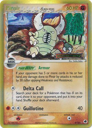 EX: Dragon Frontiers, Fighting, Fire[×2], Holo Rare, Reverse Holofoil Pinsir (9/101) (Delta Species) (Stamped) [EX: Dragon Frontiers] - Trading Card World