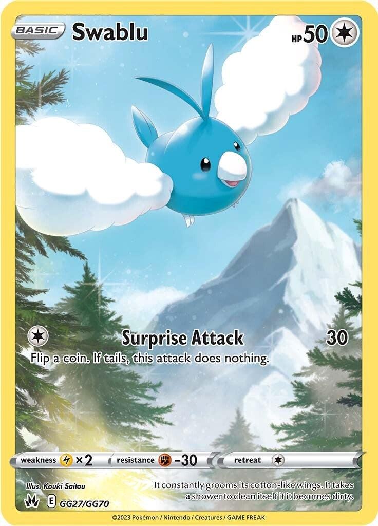 Colorless, F-30, GG27, Holo Rare, Holofoil, Lx2, Sword & Shield: Crown Zenith Swablu (GG27/GG70) [Sword & Shield: Crown Zenith] - Trading Card World