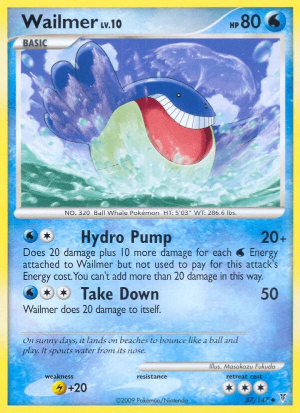 87, Lightning[+20], Normal, Platinum: Supreme Victors, Reverse Holofoil, Uncommon, Water Wailmer (87/147) [Platinum: Supreme Victors] - Trading Card World