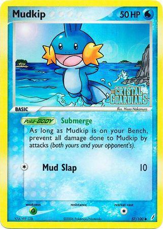 57, Common, EX: Crystal Guardians, Grass[×2], Reverse Holofoil, Water Mudkip (57/100) (Stamped) [EX: Crystal Guardians] - Trading Card World